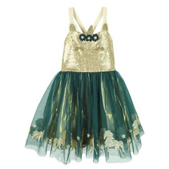 PINK & VIOLET Toddler Girls Strappy Sequin Unicorn Dress Size 6X 419